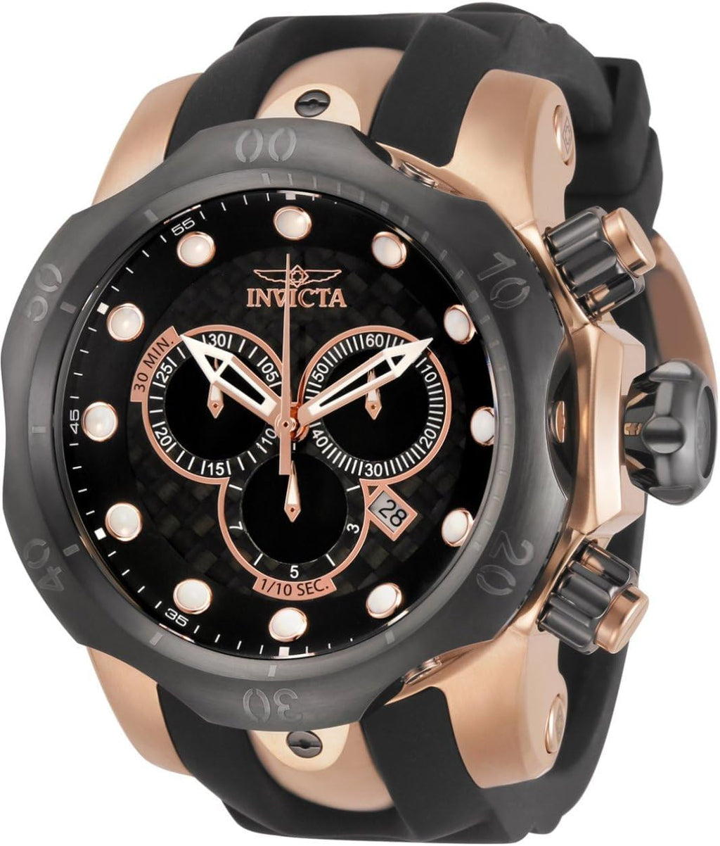 Black Polyurethane Chronograph Watch I43572