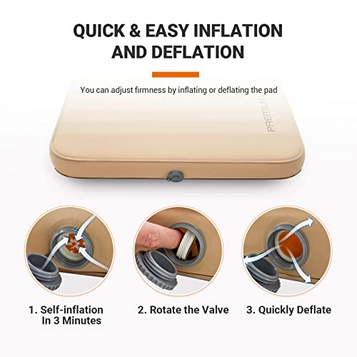 Double Self Inflating Sleeping Pad, Camping Foam Air Mattress, 79.1'' x 50.3'' x 3.0, Grey H356084