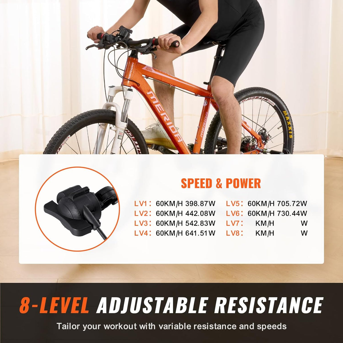 Magnetic Bike Trainer Stand for 26"-29" Wheels with 8 Resistance Settings Y4204