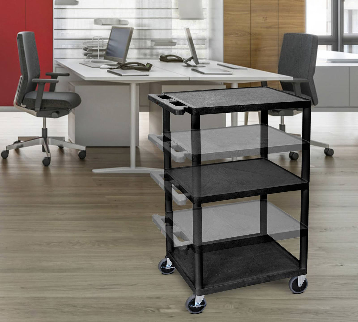 Black Multi Height Presentation Cart with Electric L993877