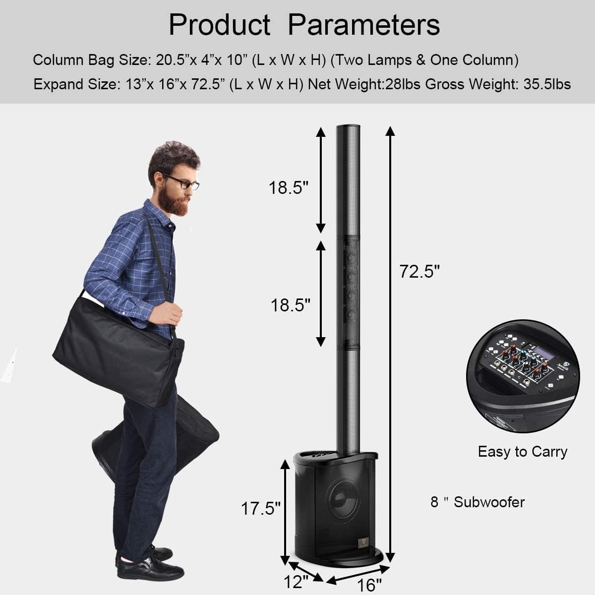 Portable Line Array Column Speaker with 8 Inch Subwoofer X2857