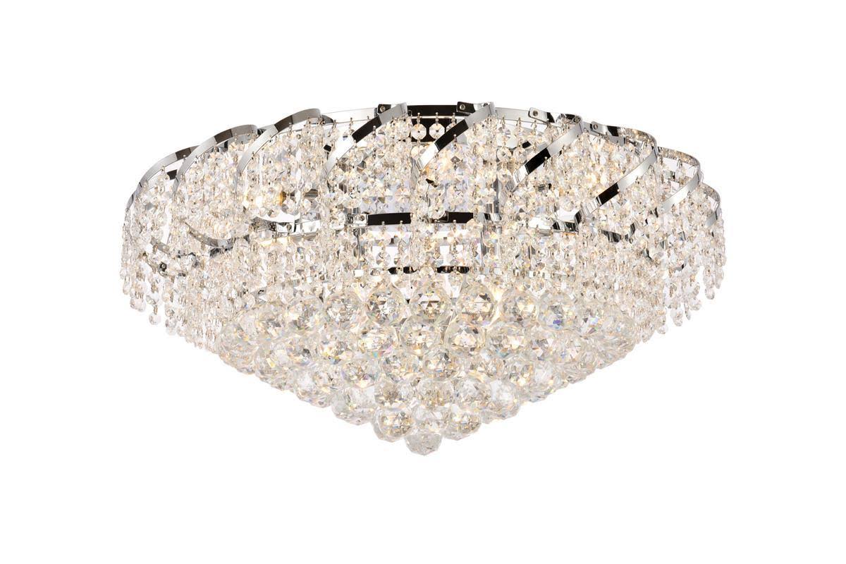 10 Light Chrome Flush Mount Clear Crystal H7991