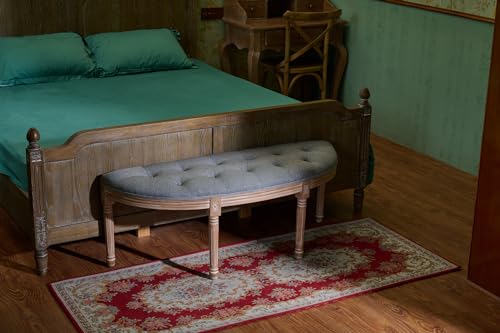 Beige Upholstered Tufted Window Bench H5976