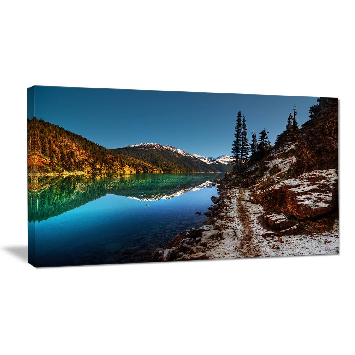 Blue Clear Lake with Mountains Canvas Art W440