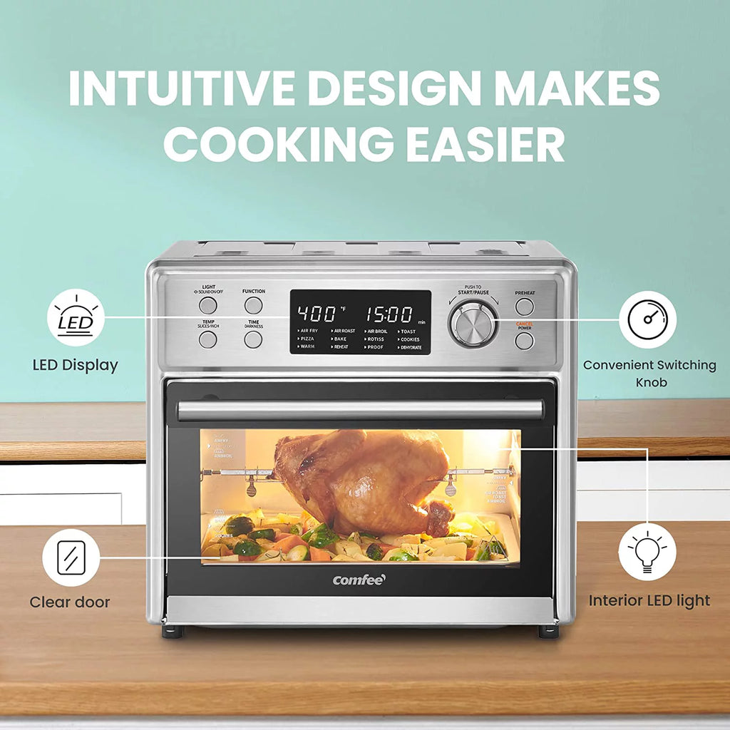 12-in-1 Air Fryer Toaster Oven Combo, 26.4 QT, Stainless Steel W377008