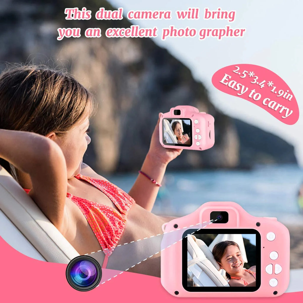 Kids Selfie Camera 1080HD 20MP Digital Camera with 32GB SD Card, Pink G9491
