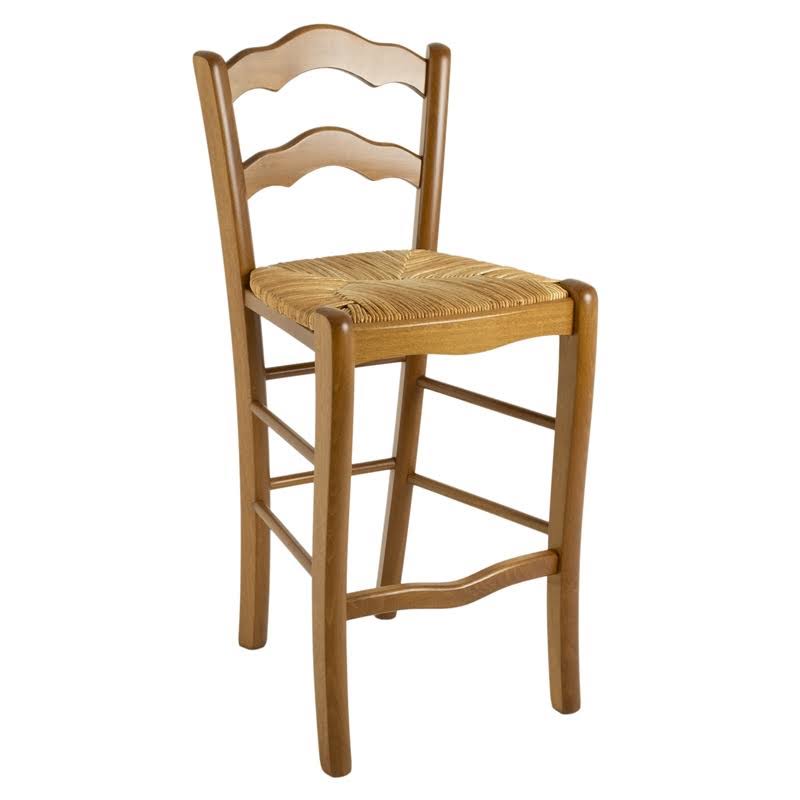 Set of Two Wood Counter Stools in Walnut O140