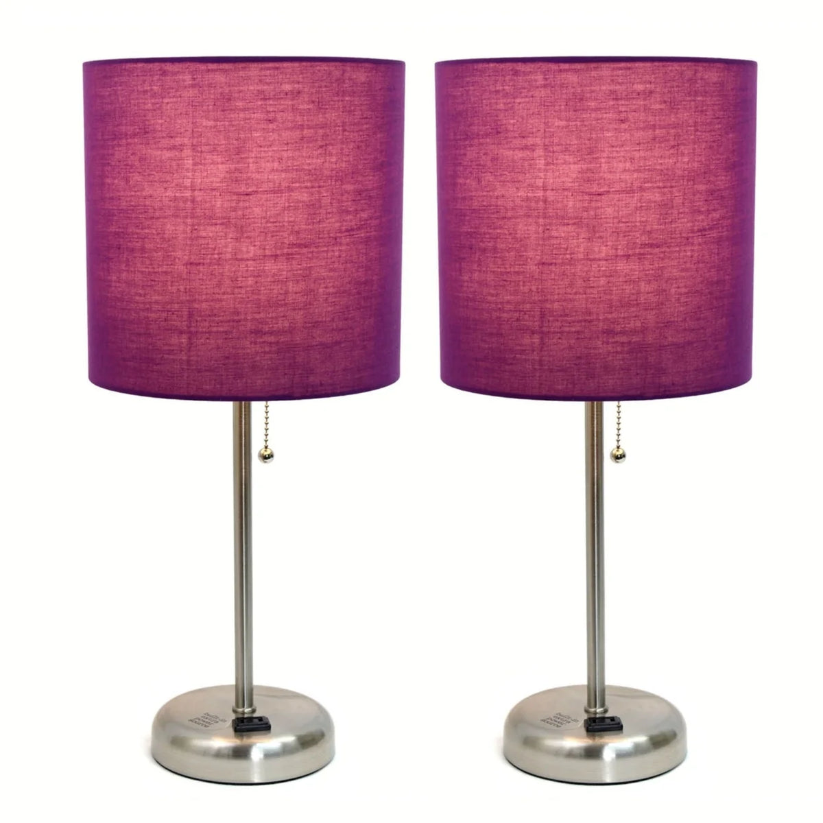 Stick Lamp with Outlet and Fabric Shade Two Pack Set M1548