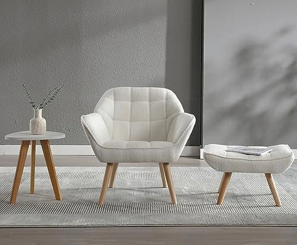Sherpa Accent Chair with Ottoman I8162