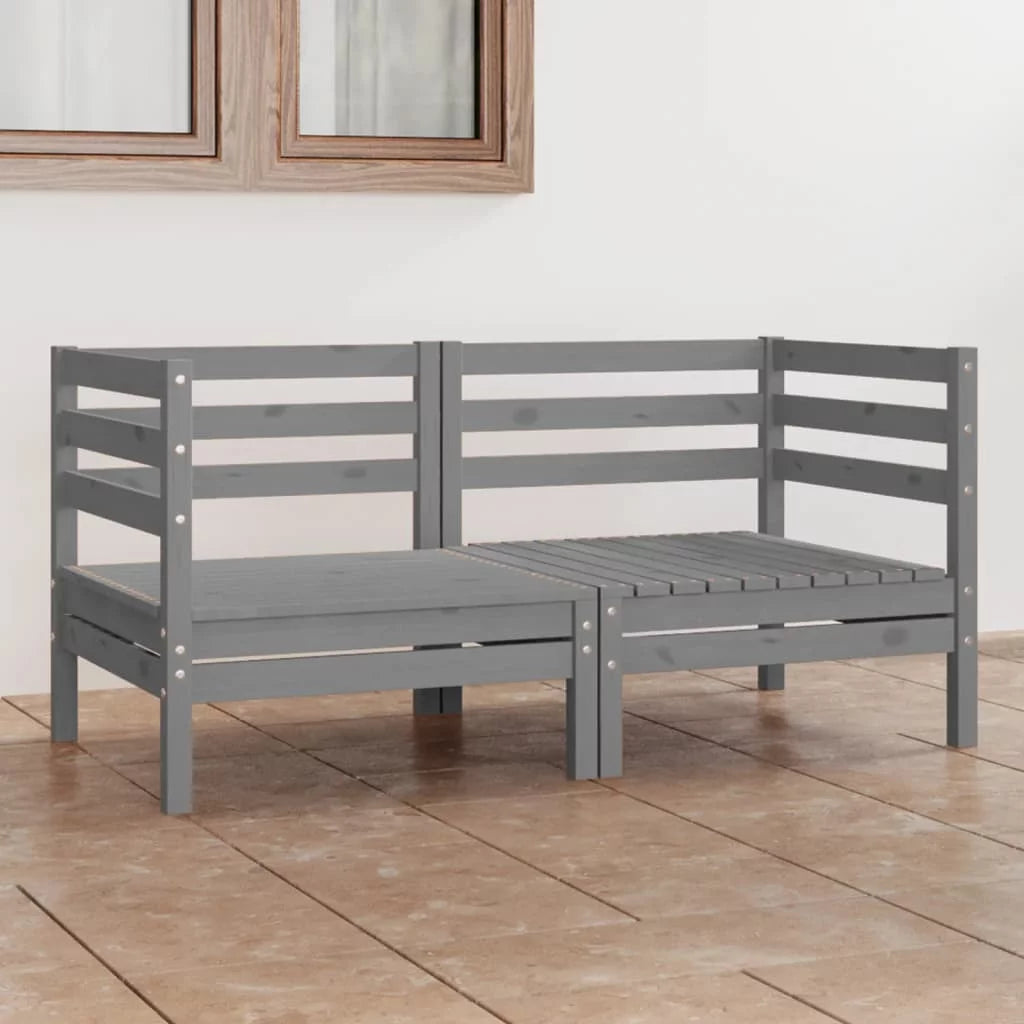 Gray 2-Seater Solid Wood Pine Patio Sofa D13775
