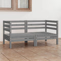 Gray 2-Seater Solid Wood Pine Patio Sofa D13775