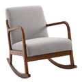 Grey Upholstered Rocking Armchair with Wood Base and Linen Fabric J244548
