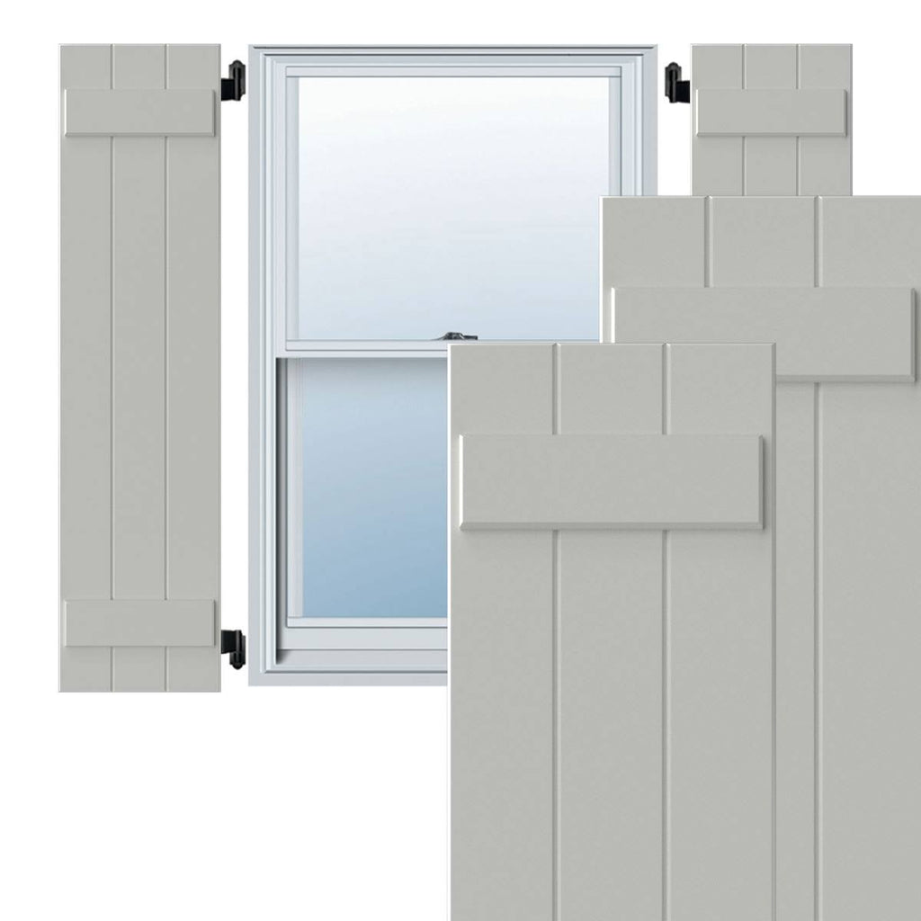 White Composite Board-n-Batten Shutters (Per Pair) O819098