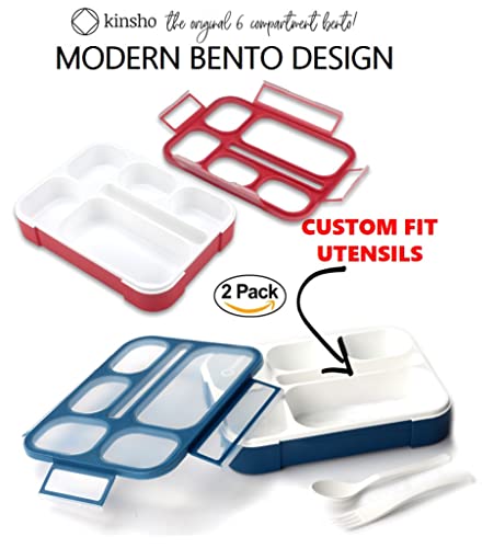 6 Compartment Bento Box Lunchbox Snack Containers, Set of 3, Pink Purple Orange M5053