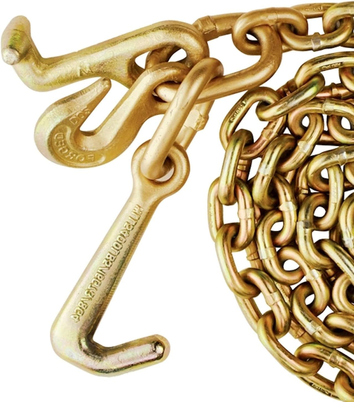 Tow Chain with 8 Inch Forged J Hook, Grade 70, 8 Foot, Pack of 2 A82770