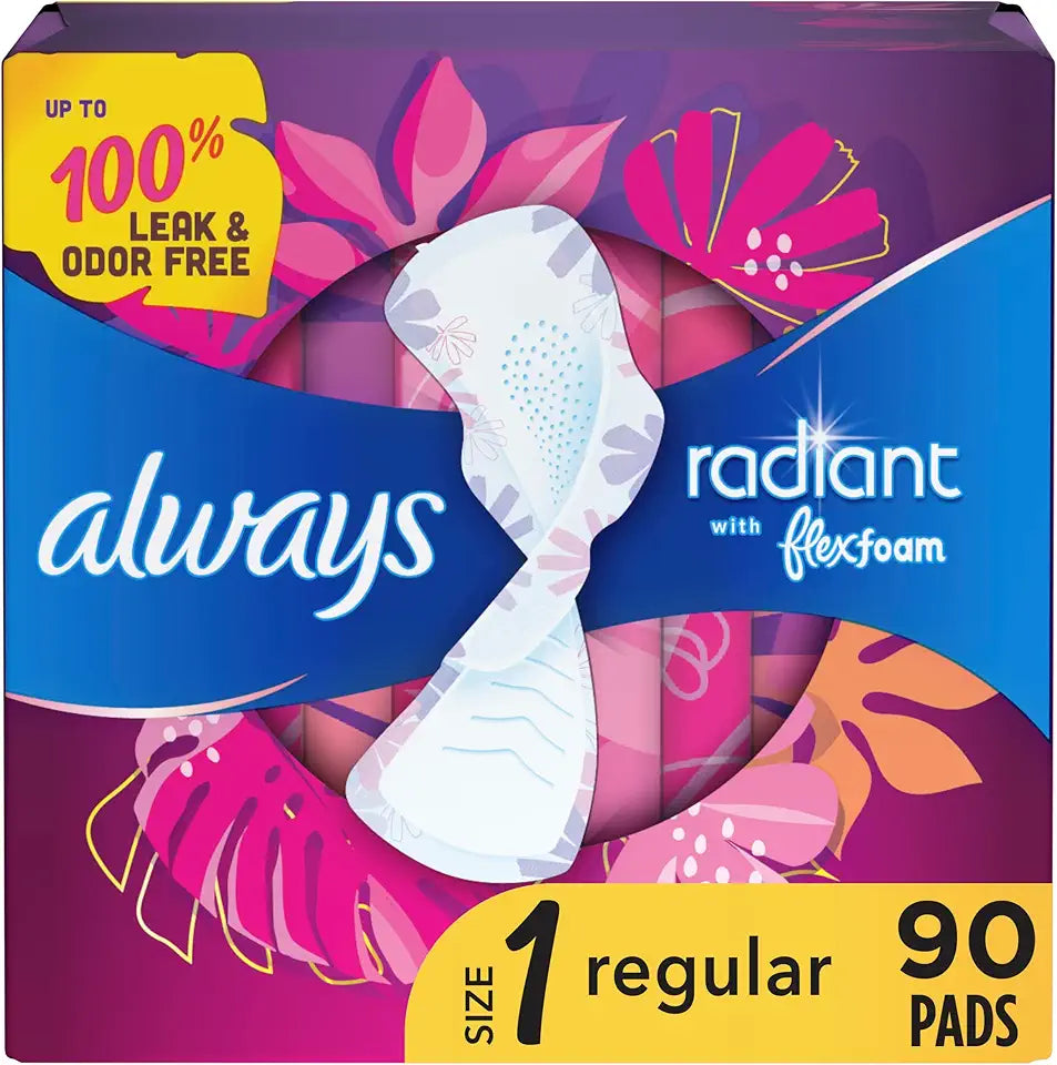 Regular Absorbency Feminine Pads with Wings, 90 Count M32068