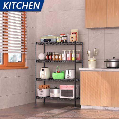 Adjustable Heavy Duty 3-Shelf Metal Wire Shelving Black V8862