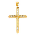 14k Yellow Gold CZ Crucifix Pendant Necklace 33x42mm G48349