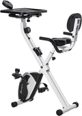 White Stationary Exercise Bike with Adjustable Desktop A27573