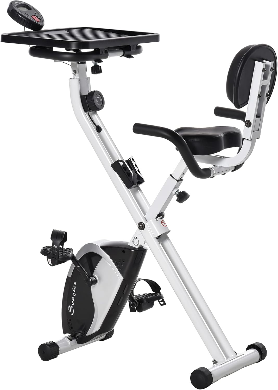 White Stationary Exercise Bike with Adjustable Desktop A27573