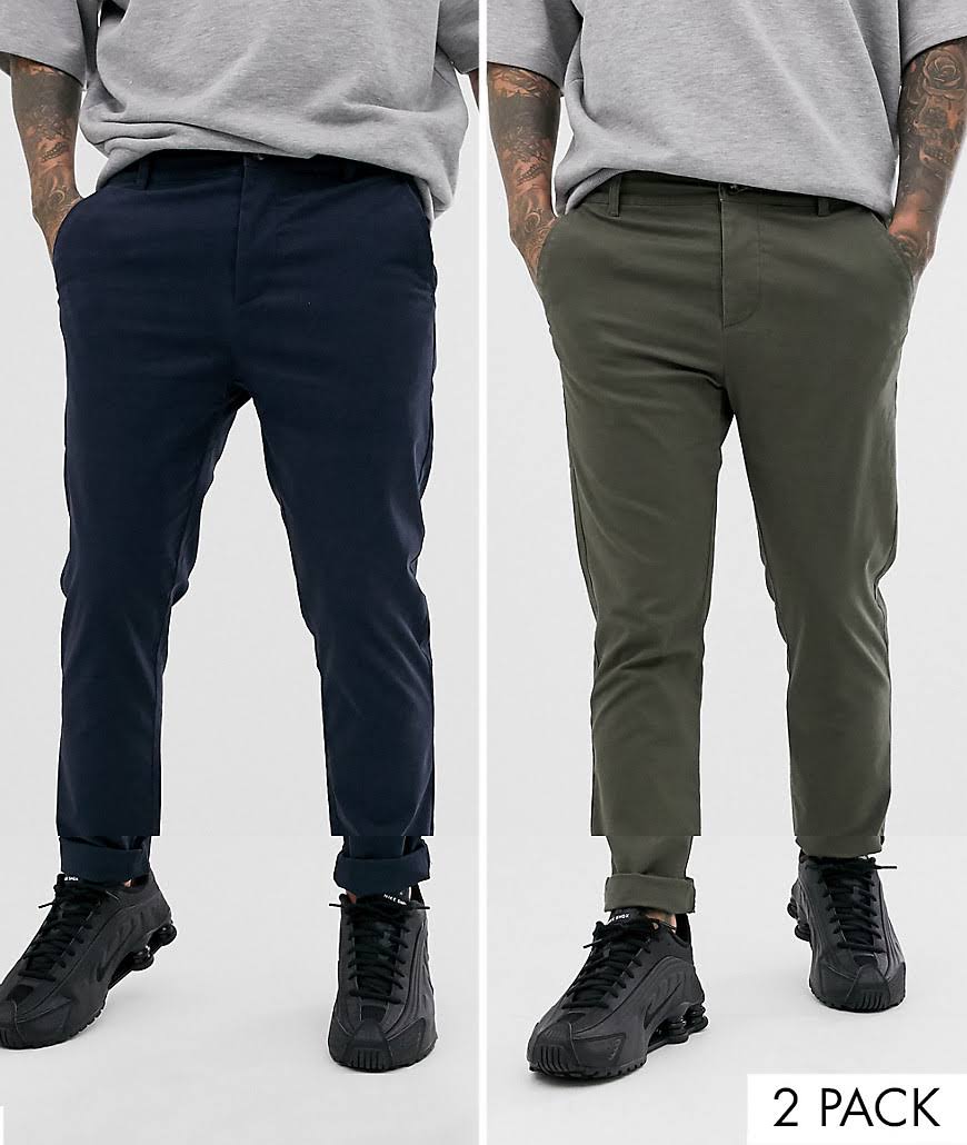 2-Pack Skinny Chinos in Khaki and Navy L108421