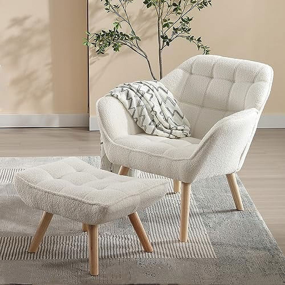 Sherpa Accent Chair with Ottoman I8162
