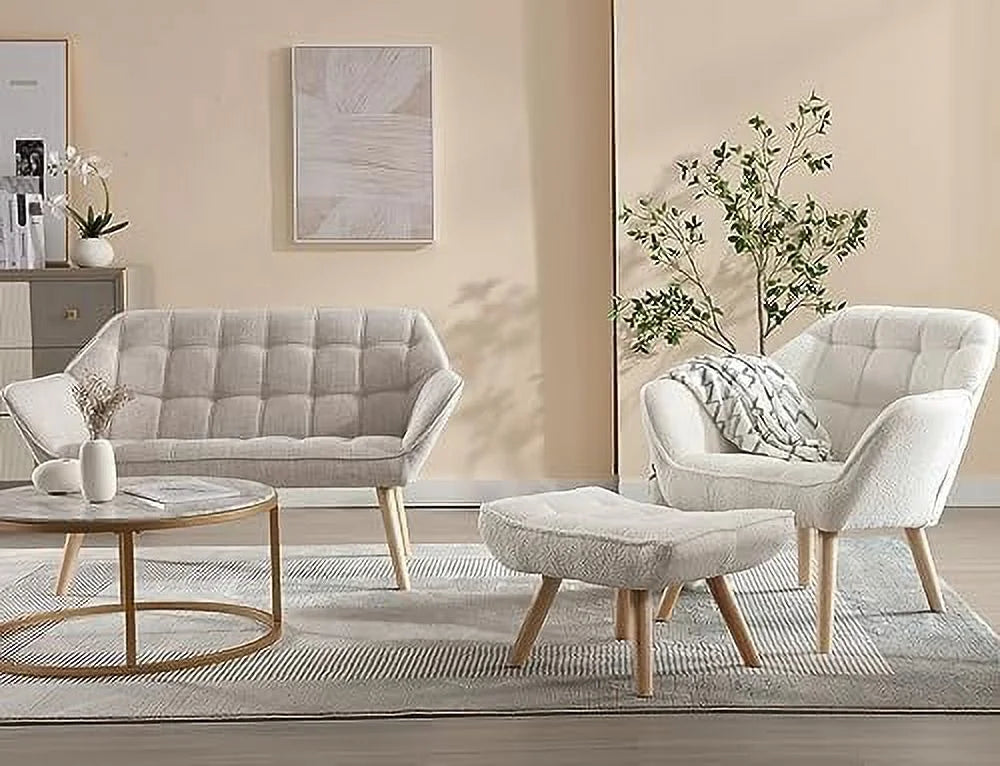 Sherpa Accent Chair with Ottoman I8162