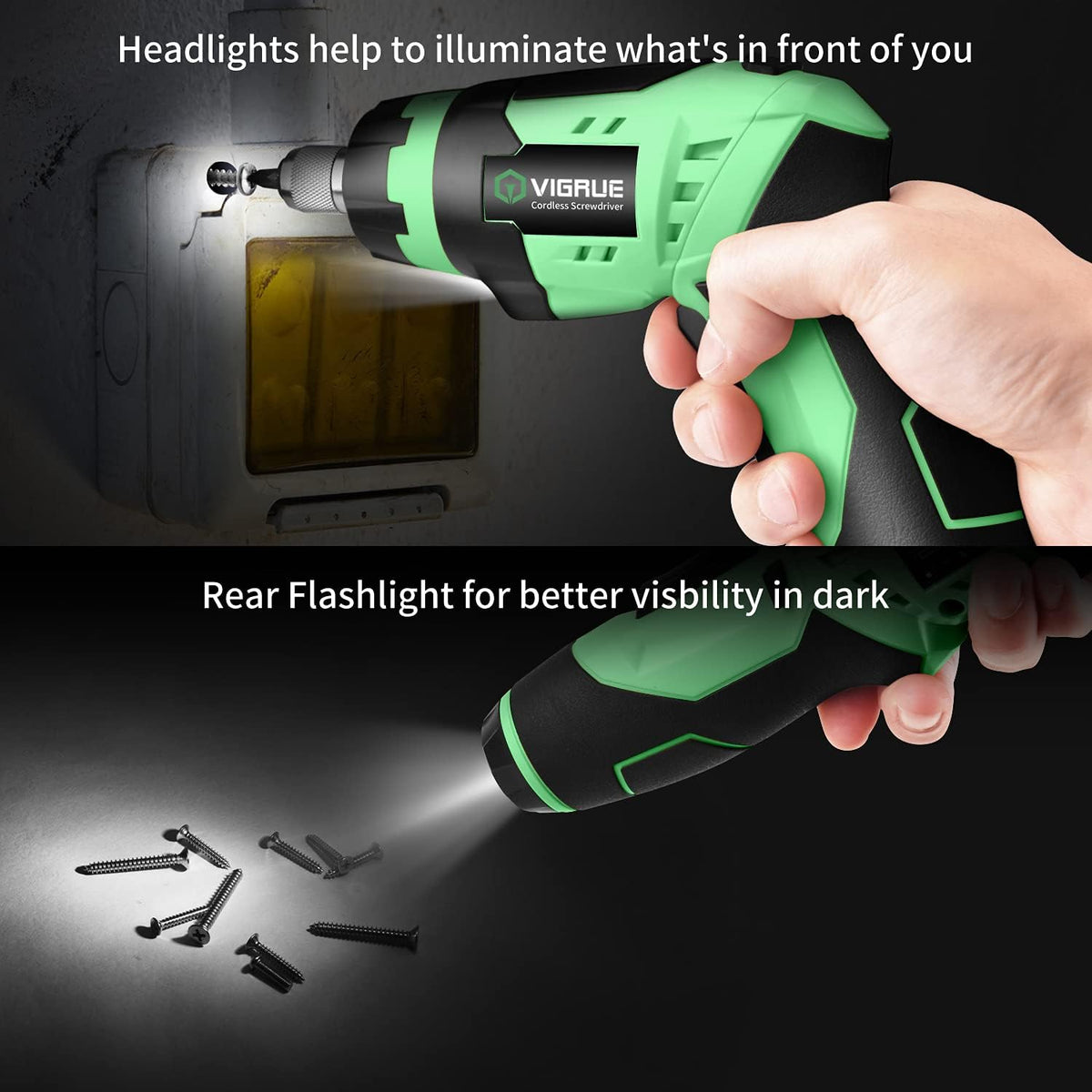 Cordless Rechargeable Electric Screwdriver with LED Light, Flexible Shaft, 4V MAX 2000mAh, Pack of 2 N9681