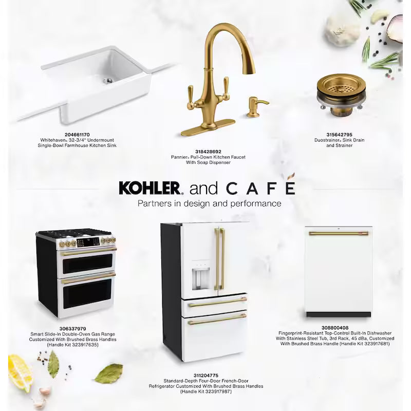 Range and Rangetop Handle and Knob Kit in Brushed Brass C869