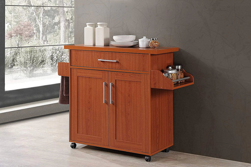 Kitchen Island with Spice Rack and Towel Holder L100