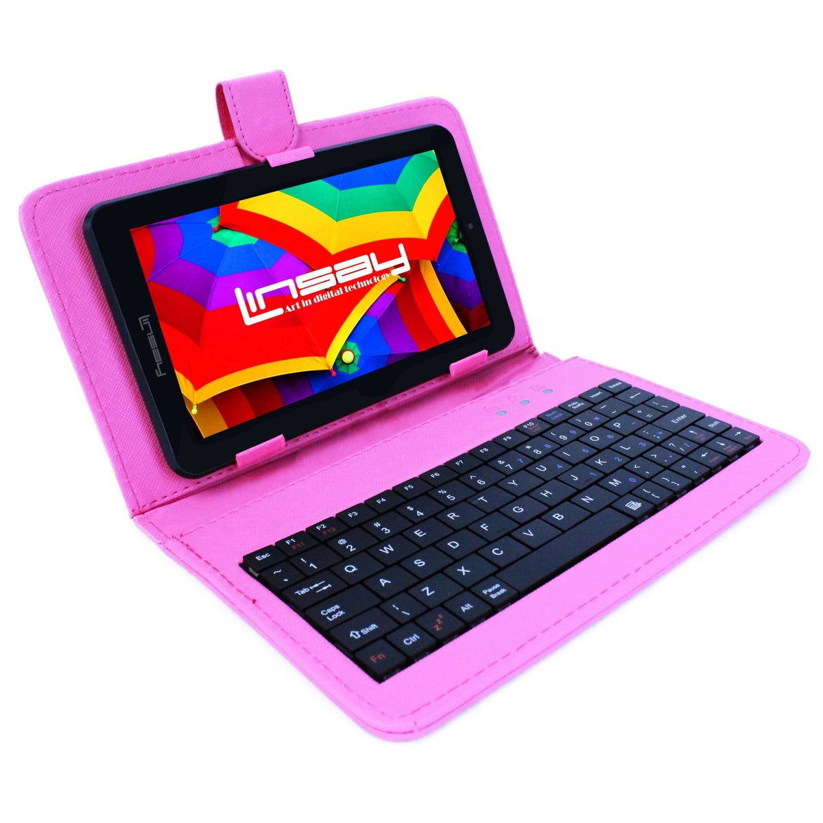 7x22 HD Android Tablet with Pink Keyboard Case R8565