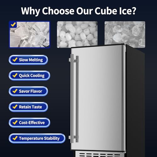15 Inch Stainless Steel Built-in Freestanding Ice Maker with 30lbs Storage Bin X190