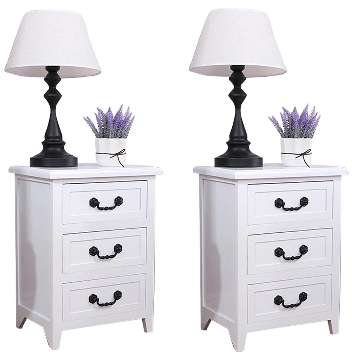 White Wood Nightstand Z925768