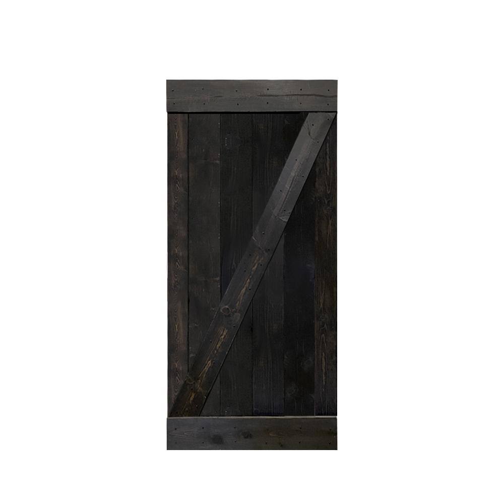 Charcoal Black Solid Knotty Pine Wood Interior Sliding Barn Door Slab X737938