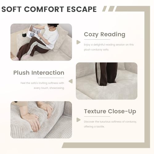 Oversized Corduroy 3 Seater Sectional Sofa I725943