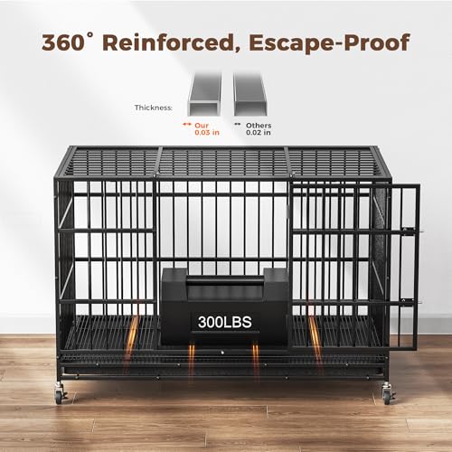48" 38" Dog Crates with 4 Lockable Wheels, Removable Door and Tray D592440