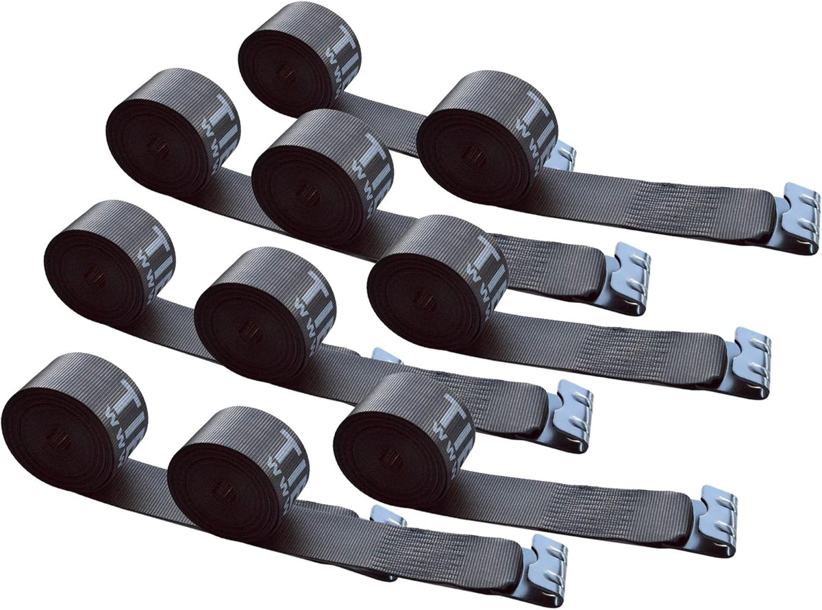 10 Red Heavy Duty Tie Down Straps with Flat Hooks W42464
