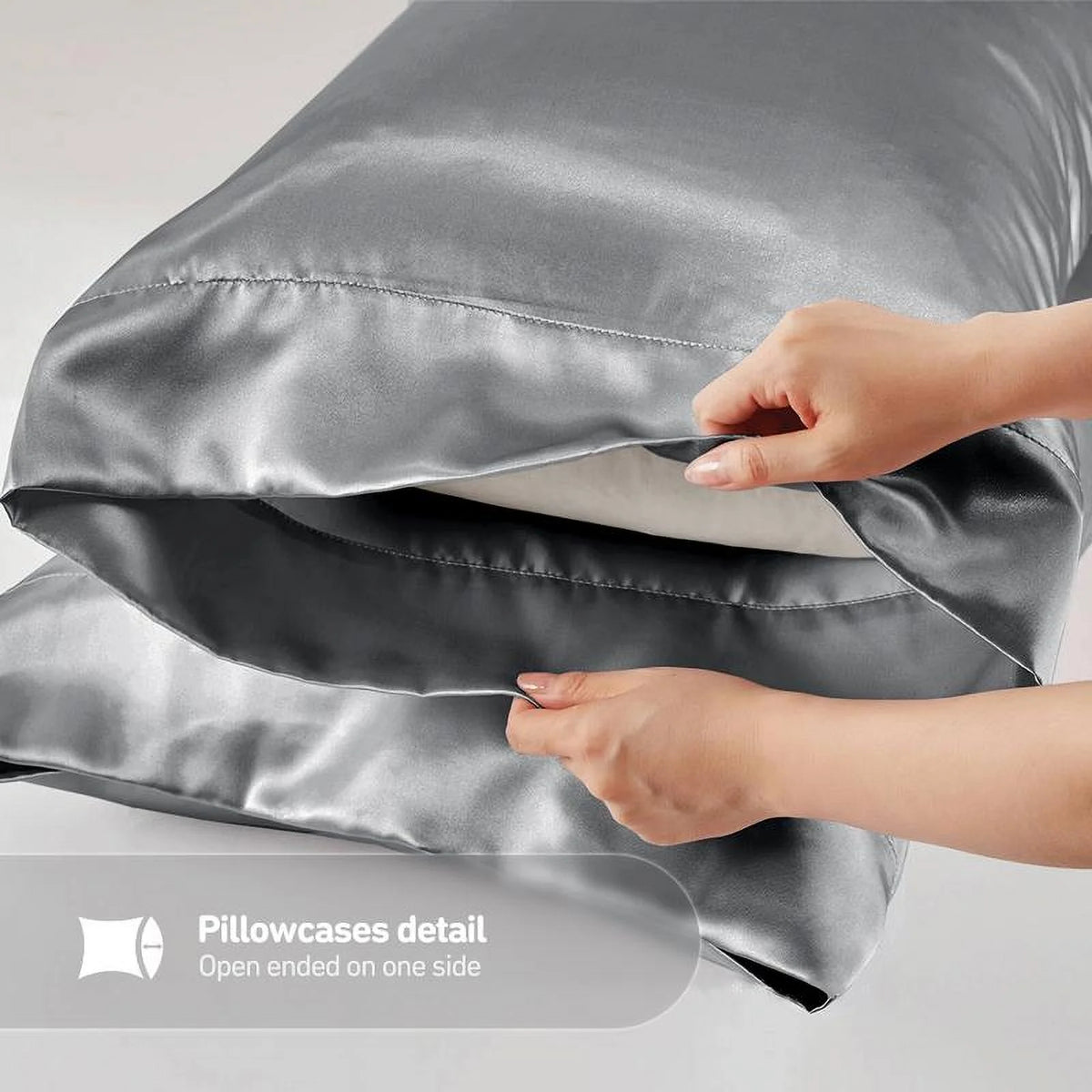 6 Piece Satin Sheet Set with Flat Sheet, Fitted Sheet, 4 Pillowcases Q696