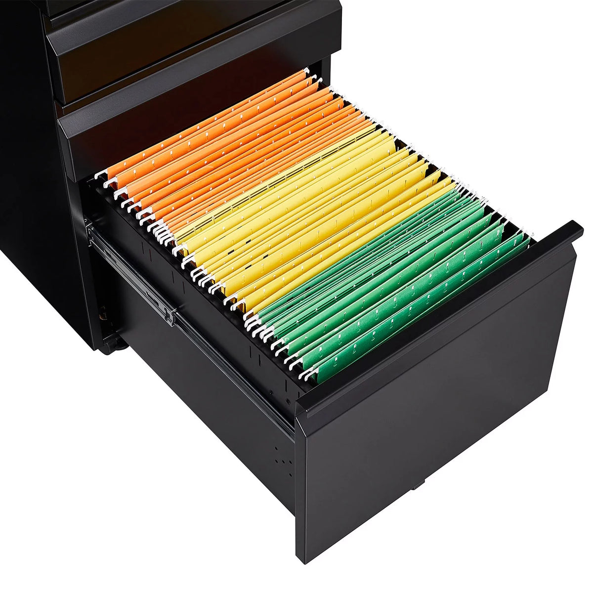 Black 3 Drawer Metal File Cabinet on Wheels Q35944