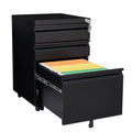 Black 3 Drawer Metal File Cabinet on Wheels Q35944