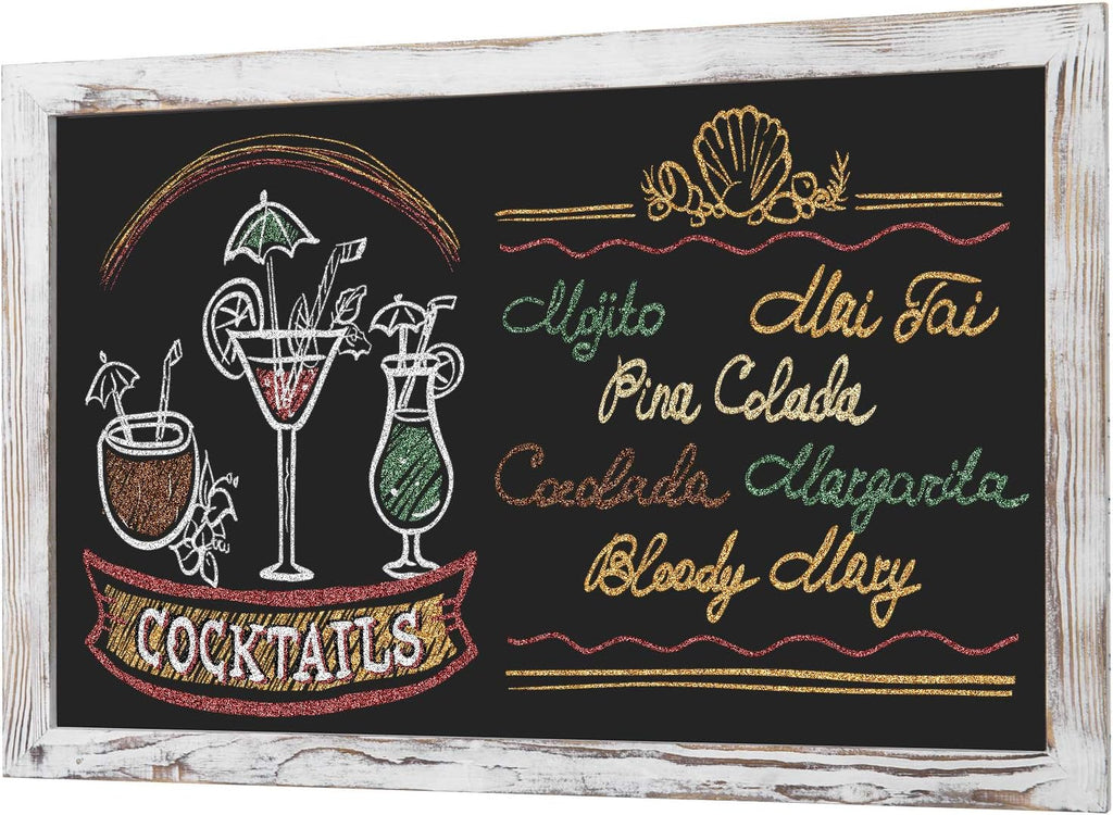 Shabby Whitewashed Wood Framed Chalkboard Sign B713