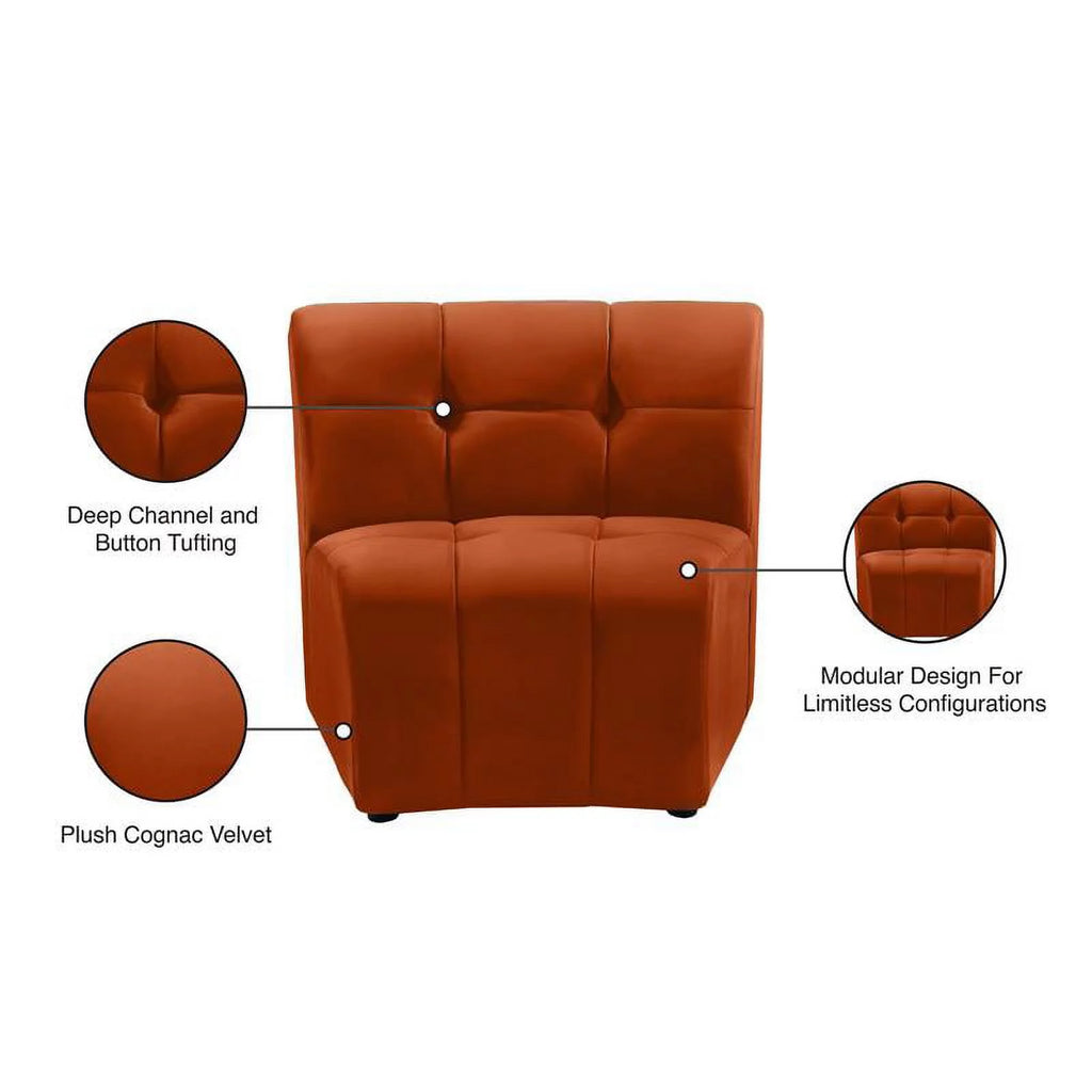 Cognac Velvet Upholstered Modular Chair S86466