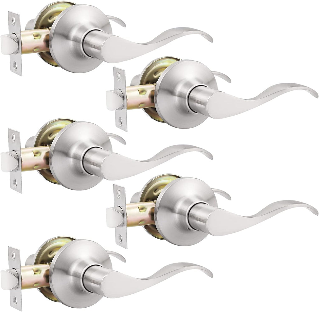 5 Pack Brushed Nickel Passage Door Levers Interior Door Handles I96870