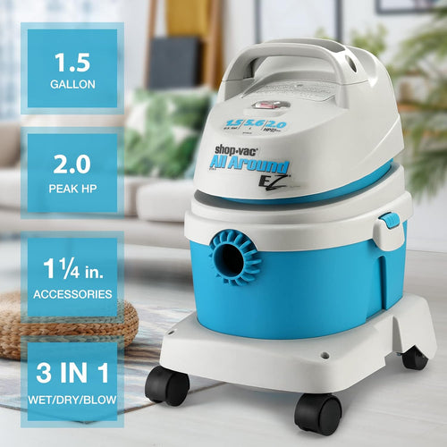 1.5 Gallon 2.0 Peak HP Wet/Dry Vacuum with Wall Bracket P8754