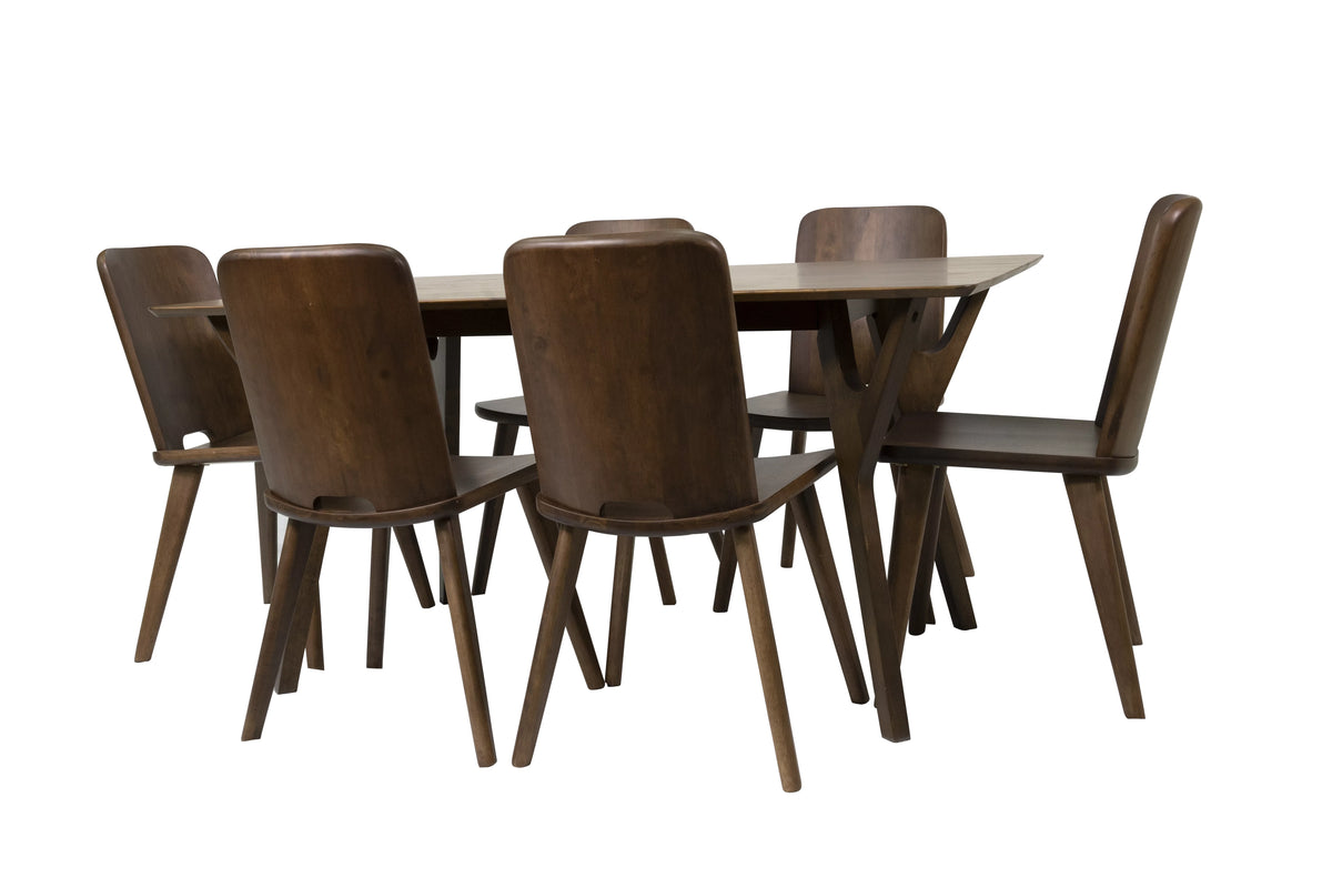 7-Piece Solid Wood Dining Table and 6 Chairs G114