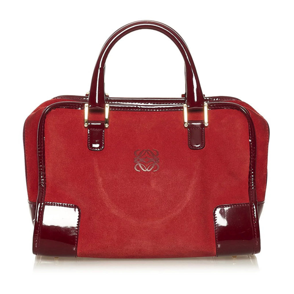 Red Suede Enamel Handbag L7090
