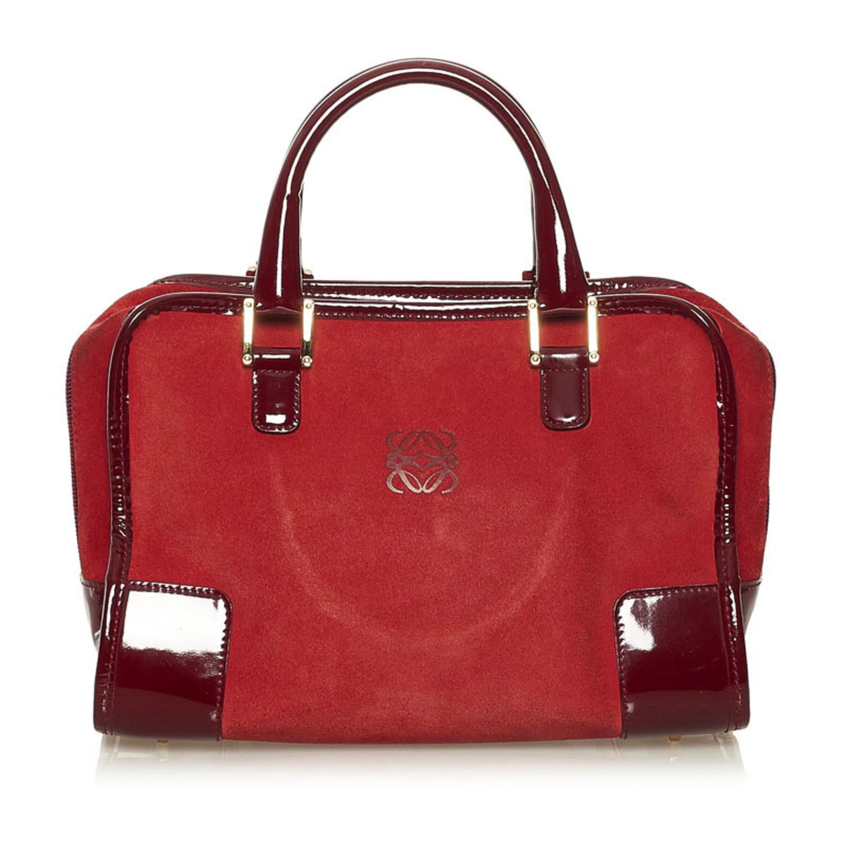 Red Suede Enamel Handbag L7090