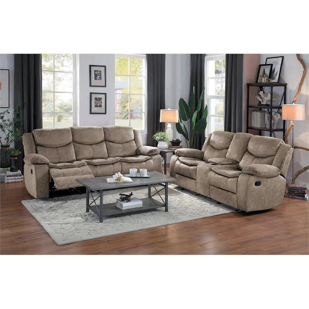 Brown Microfiber Reclining Loveseat U82001