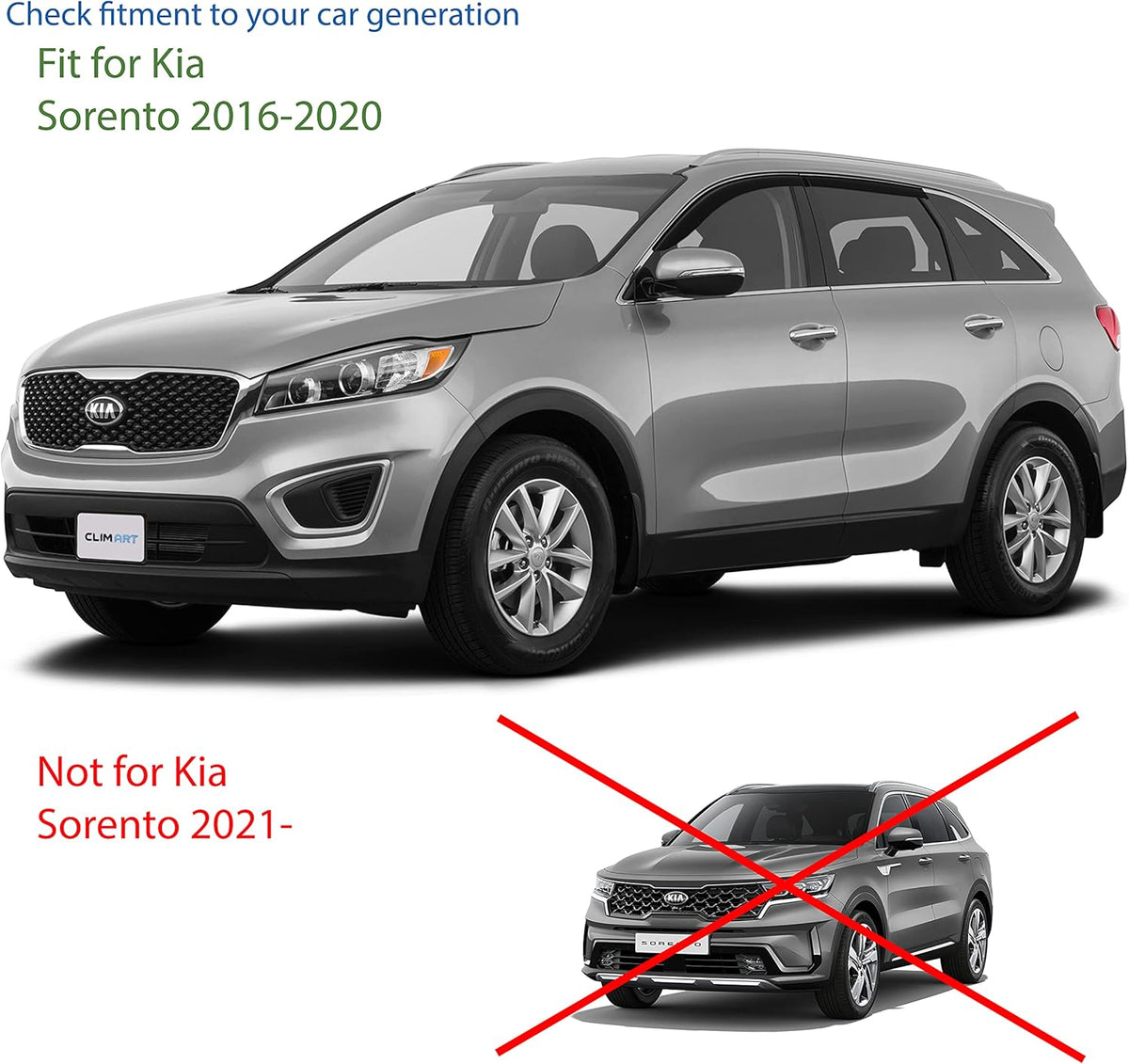 4pcs Dark Smoke Rain Guards for Kia Sorento 2016-2020 X3678