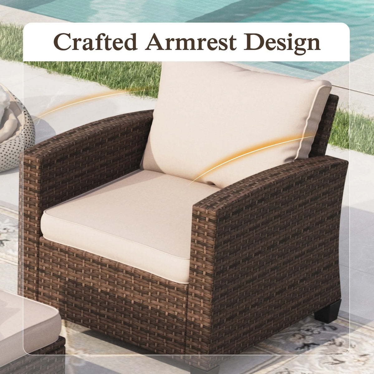 8 Pieces Wicker Patio Furniture Set with Fire Pit Table G604424